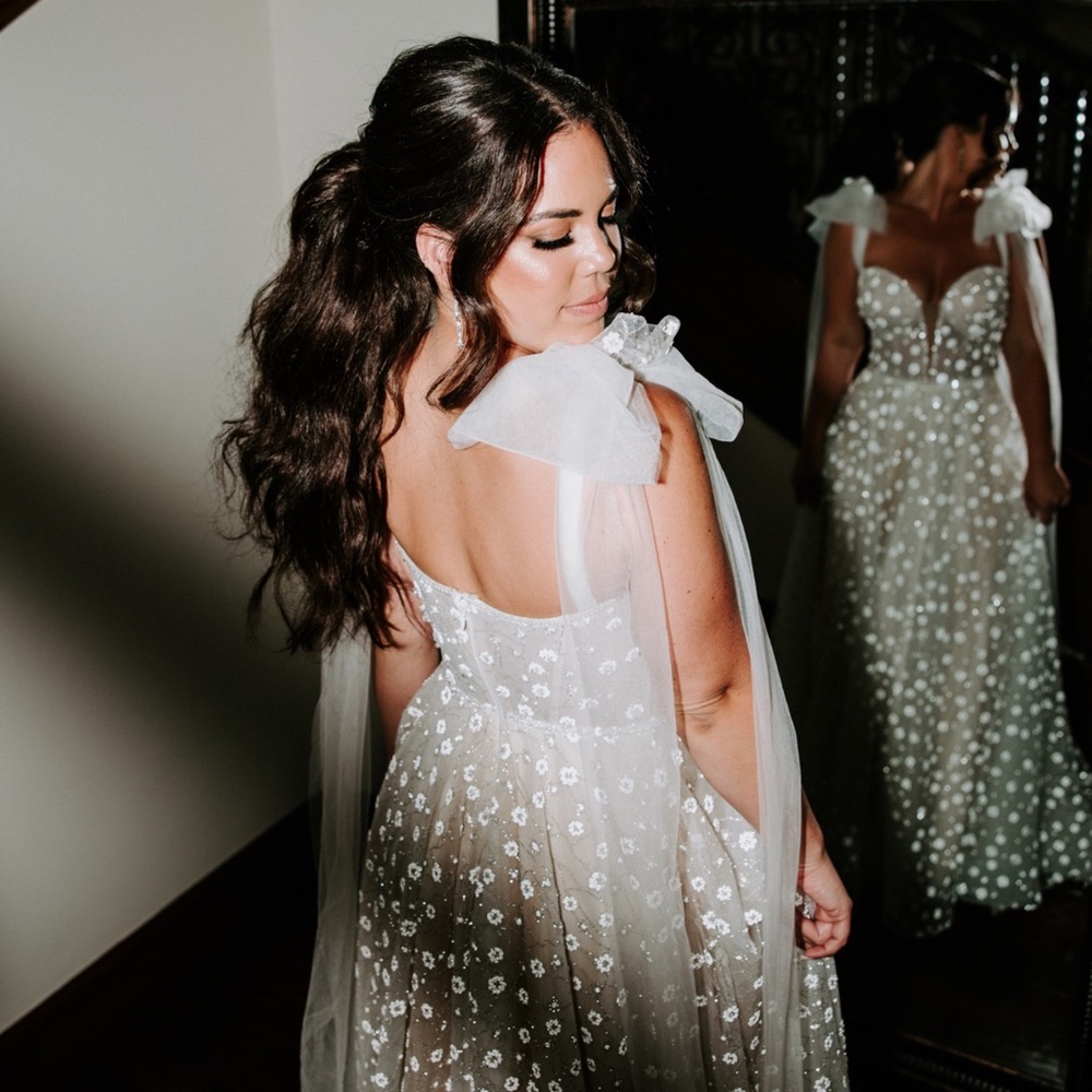 Pronovias Hopkins Gown with added straps and bows